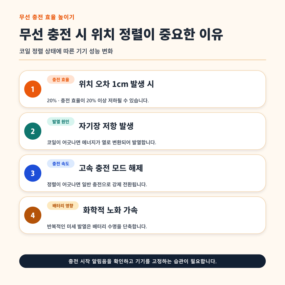 무선 충전 시 위치 정렬이 중요한 이유