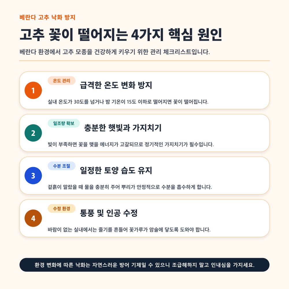 고추 꽃이 떨어지는 4가지 핵심 원인
