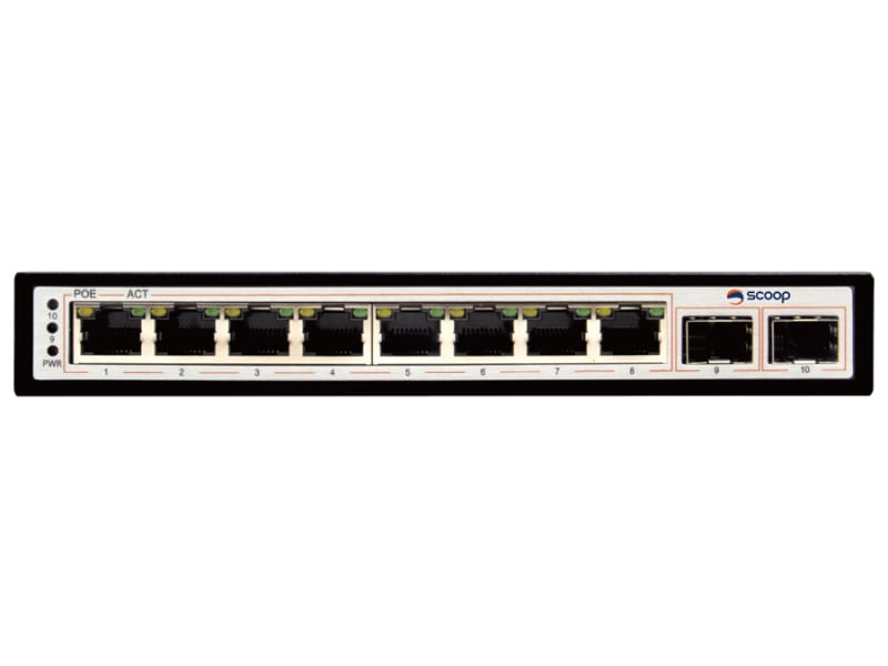 Scoop 8 Port Gigabit PoE 96W 2SFP Switch