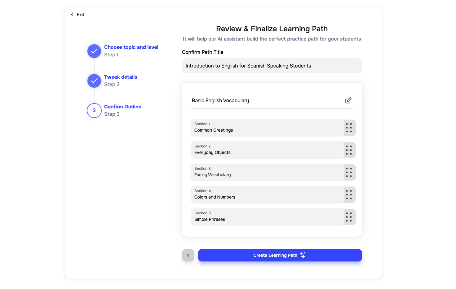 Step 2: Generate and modify outline with Learniverse