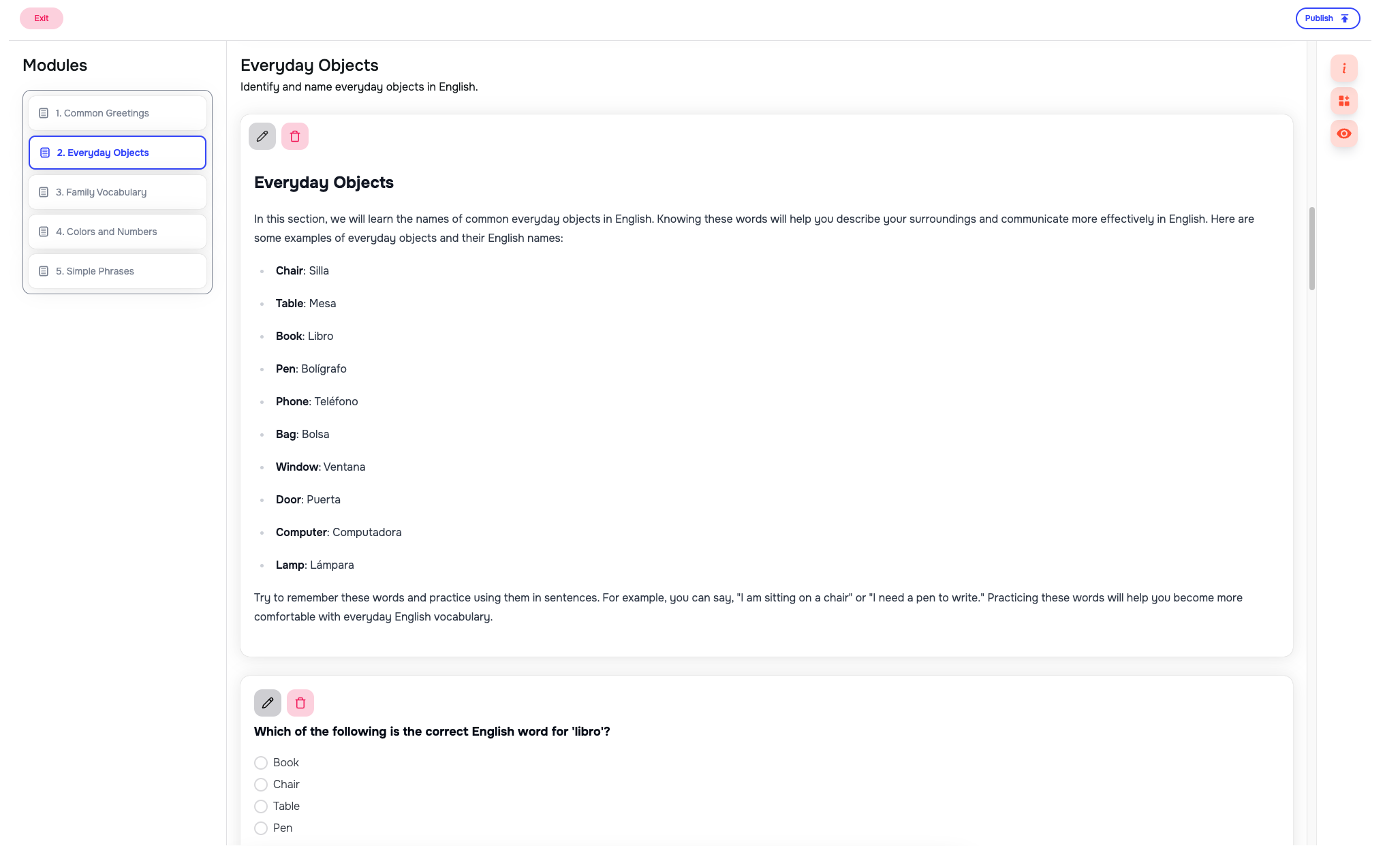 Step 3: Generate and modify learning content with Learniverse