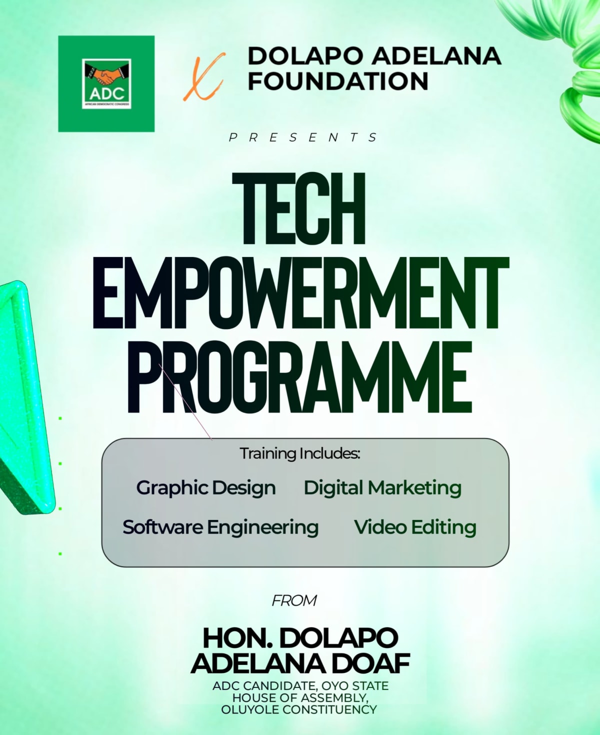 Dolapo Adelana Foundation Launches Digital Skills Programme to Empower Oluyole Youths
