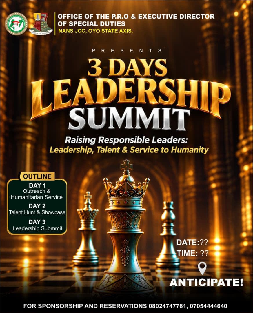 NANS JCC Oyo Unveils 3-Day Leadership Summit to Raise Responsible Leaders, Develop Talent and Promote Service