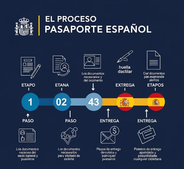 Infografía proceso pasaporte español