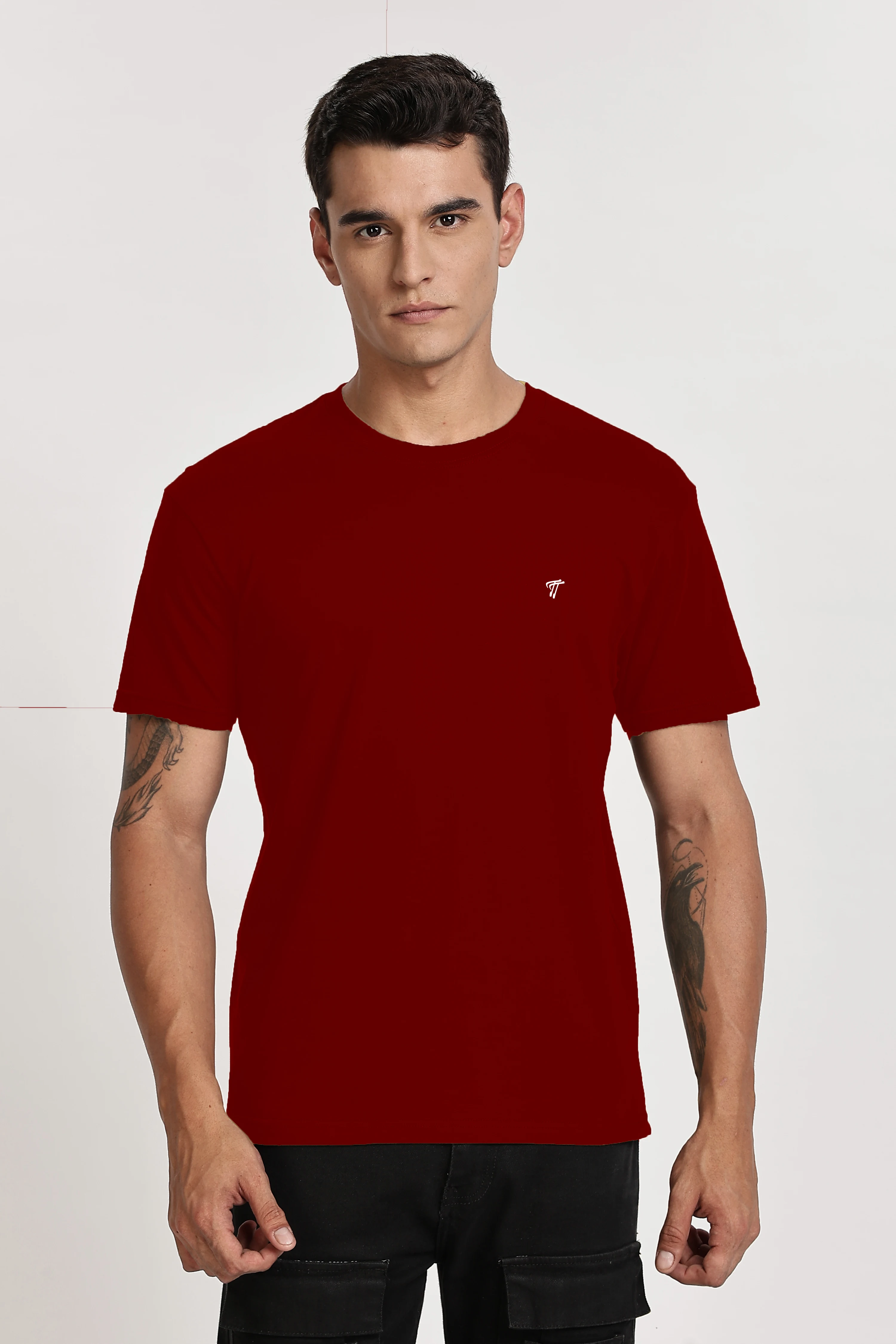 Brick Red Classic Cotton T-Shirt 