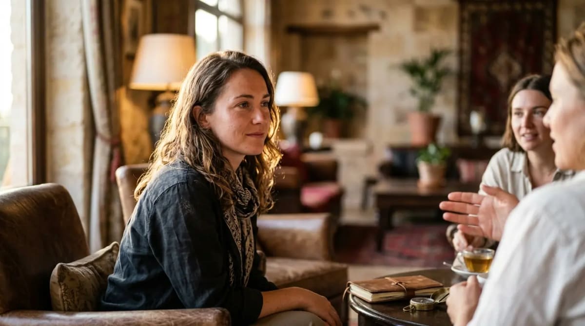 Group savoring full Amex Gold Card value in luxury hotel at golden hour