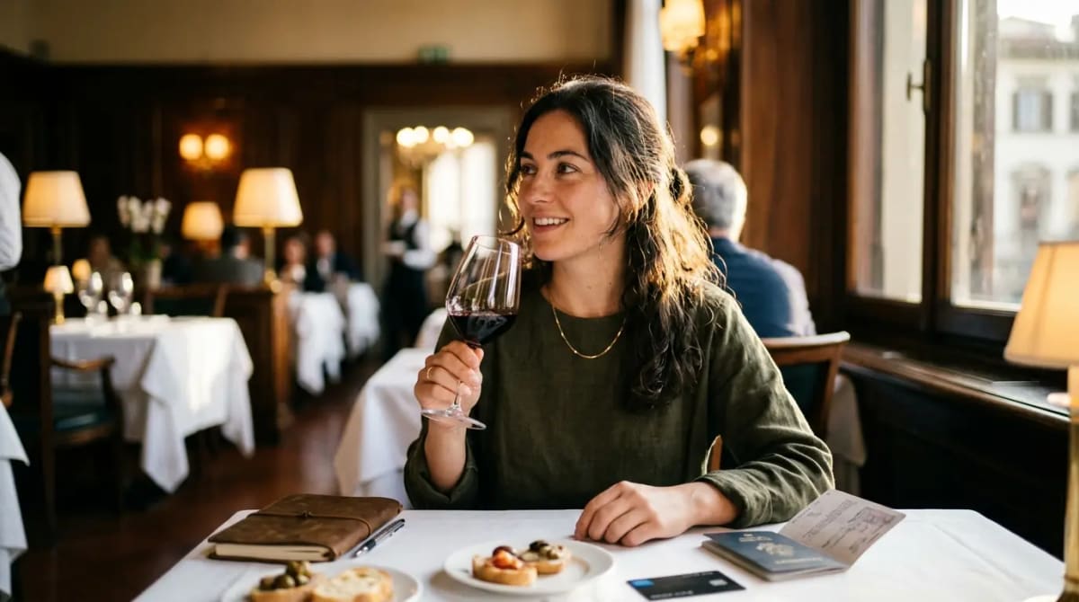 Traveler avoiding common pitfalls in upscale restaurant