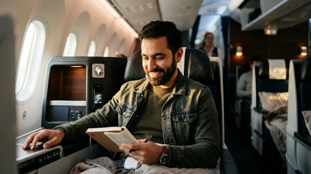 Traveler in business class on Delta partner international award redemption