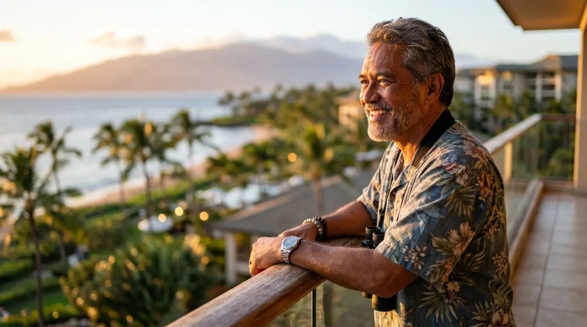 Traveler at luxury resort after finding ideal award with Points Explorer