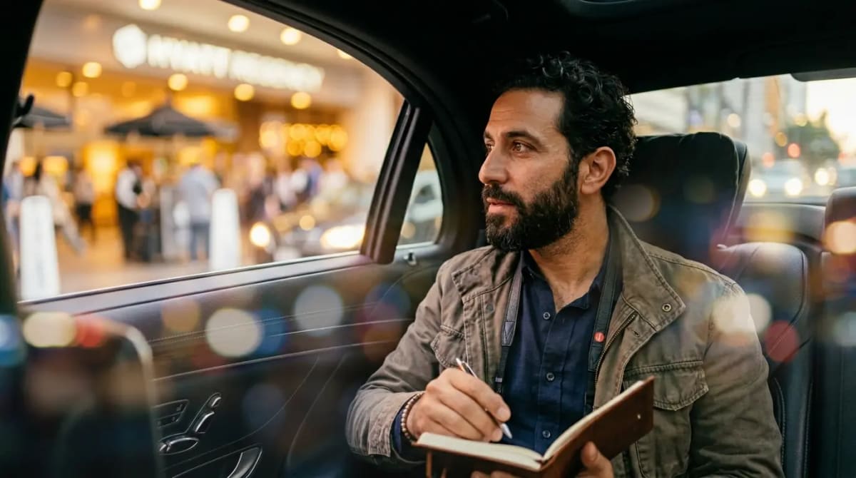 Traveler considering category realignments during luxury private transfer