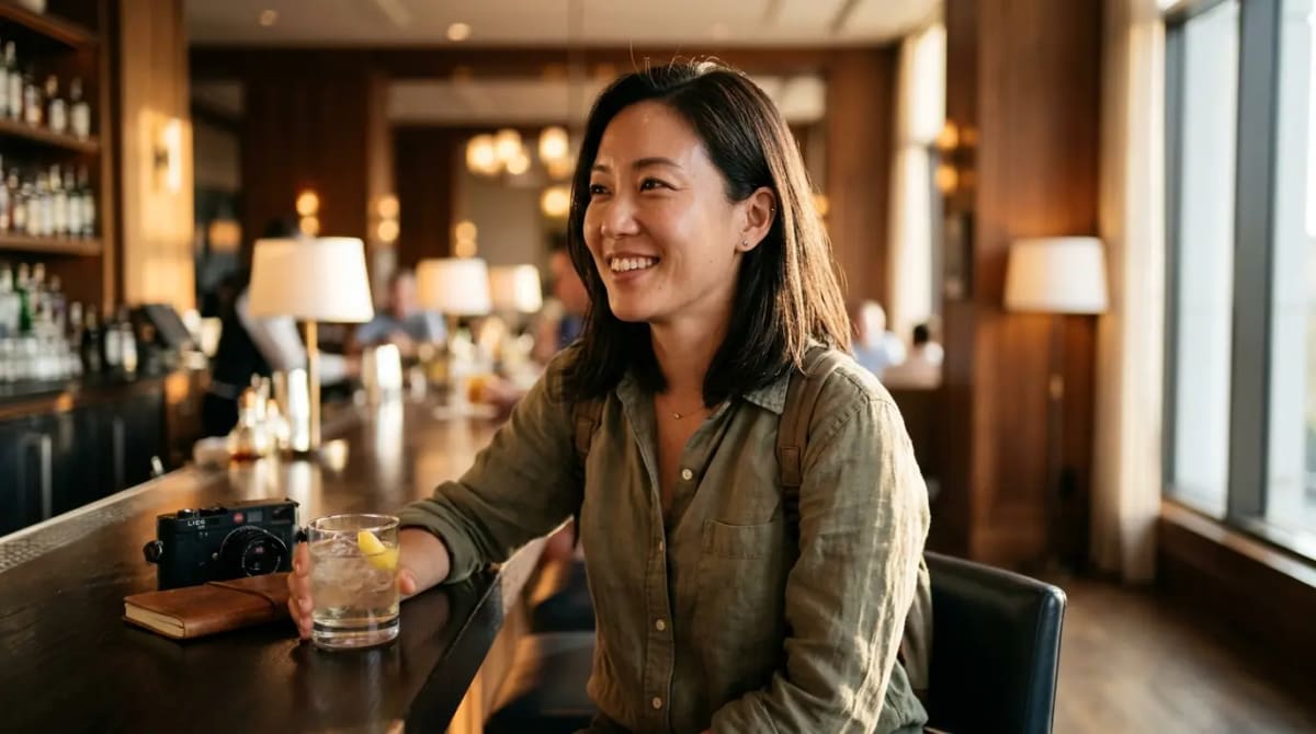 Traveler benefiting from World of Hyatt Credit Card early award access in first-class cabin