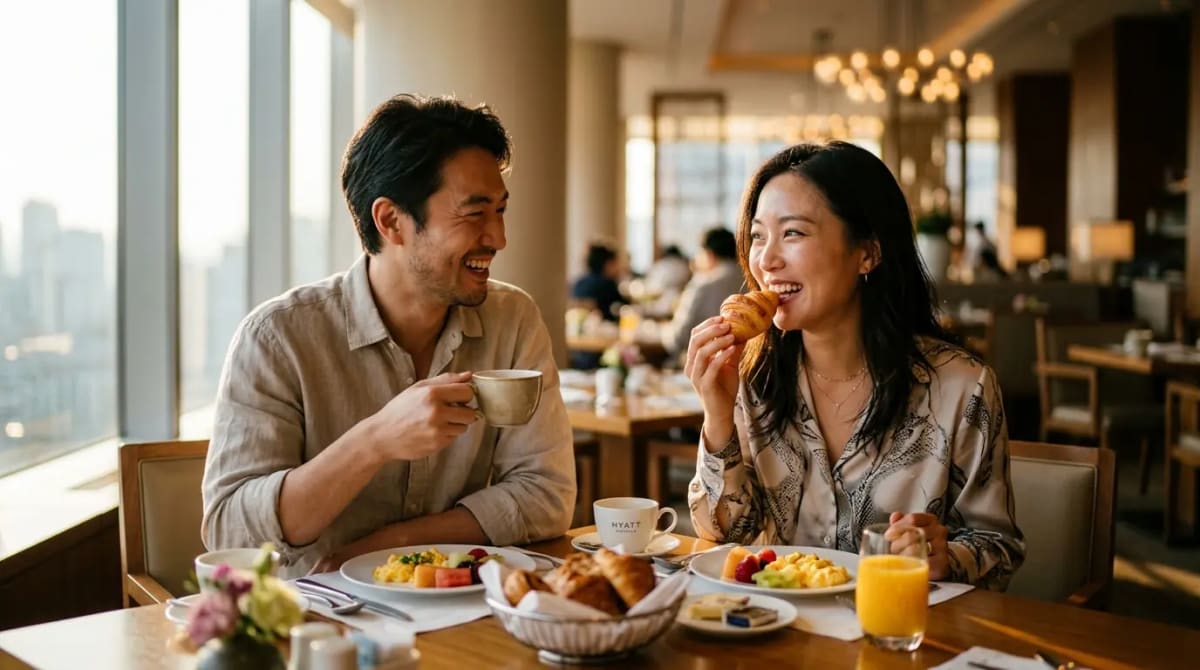 American couple unlocking Globalist premium elite status perks on luxury cruise ship deck