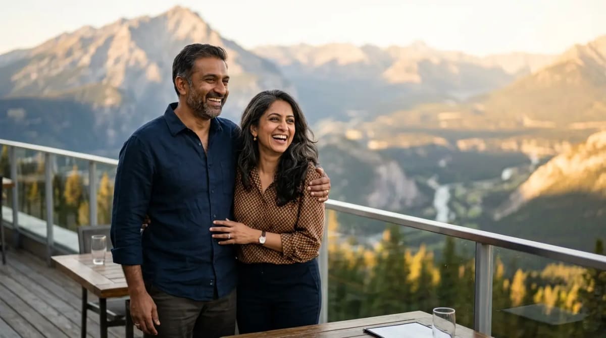 Achieving elite status progress on scenic resort terrace