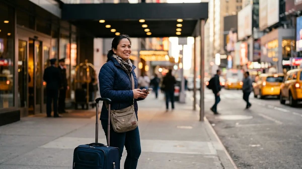 Traveler using airline status match benefits in premium airport lounge