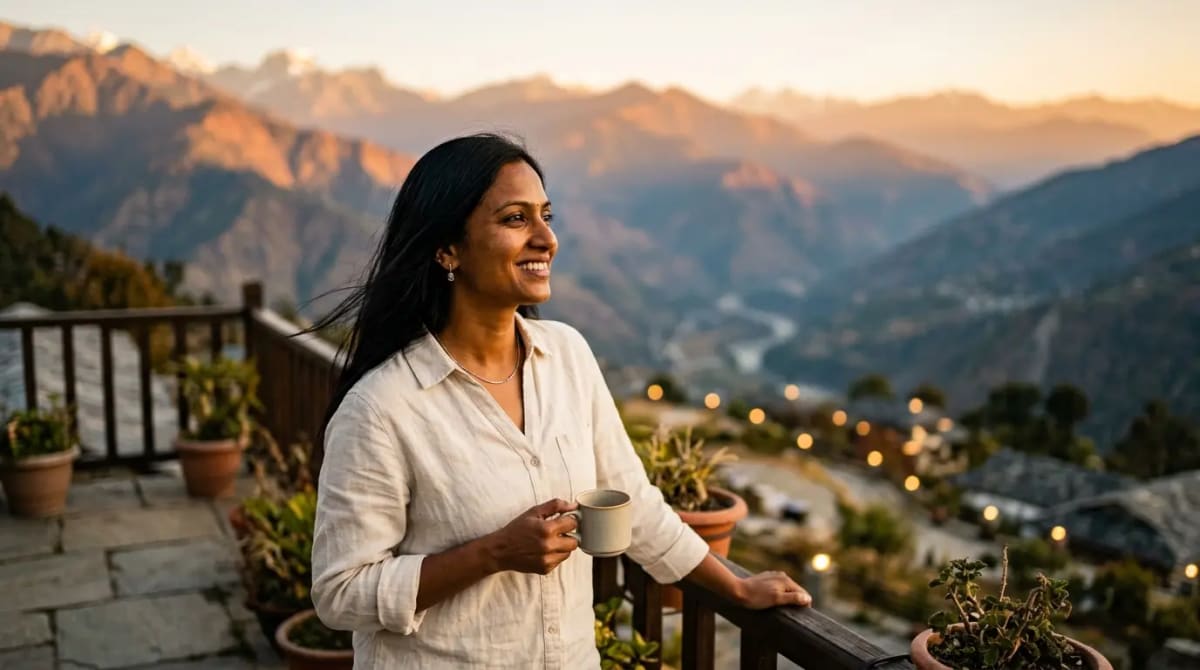 Luxury resort mountain terrace with Amex Platinum hotel elite status benefits