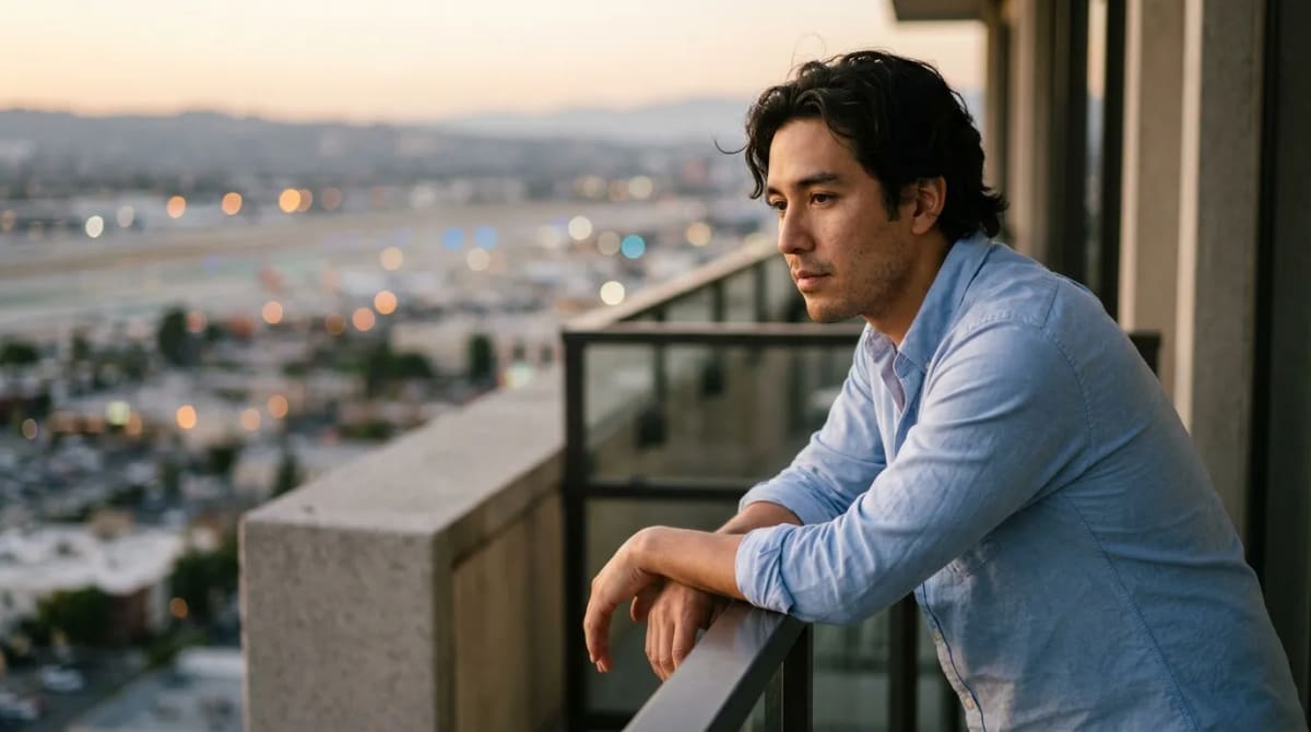 Traveler on a hotel balcony weighing whether to transfer Amex points to Avios