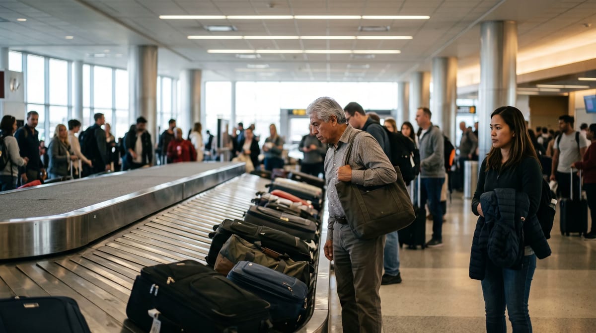 Bags arriving on a Miami baggage claim carousel