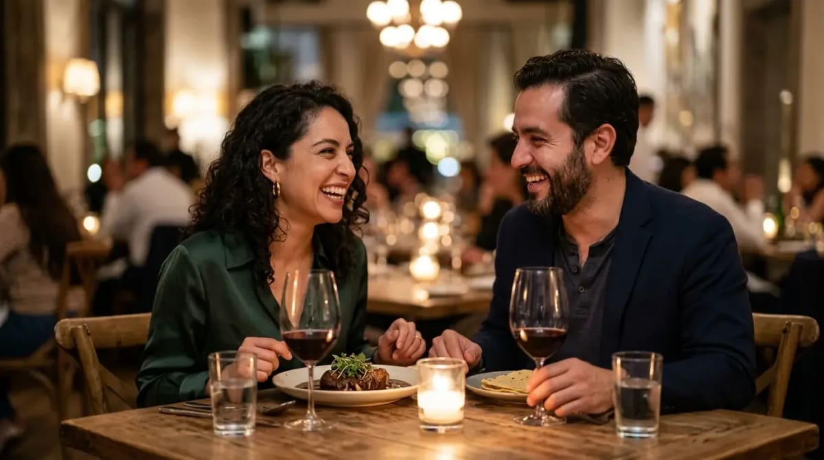 Traveler enjoying upscale dining experience with premium credit card credits
