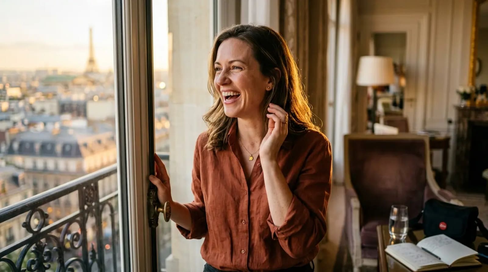 Amex Gold Card for Families 2026 traveler discovering grocery rewards and dining credits in luxury hotel suite golden hour
