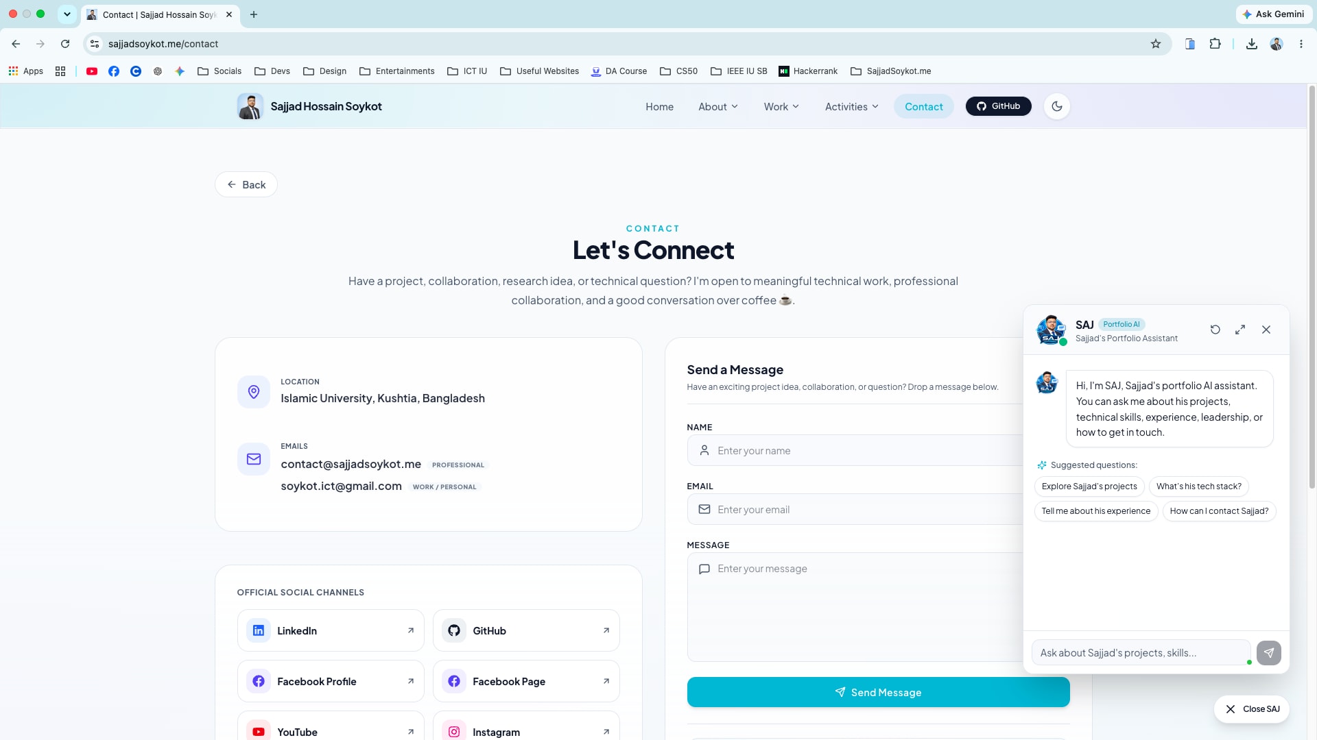Portfolio-Wide Floating SAJ Assistant Widget