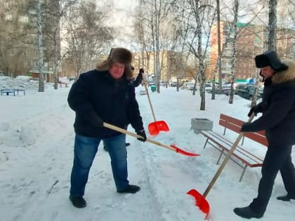 Общественники очистили от снега и льда Малахитовую аллею