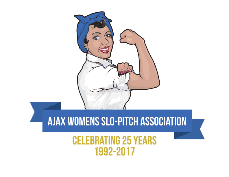 Ajax Womens Slo-Pitch Celebrating 25 years logo