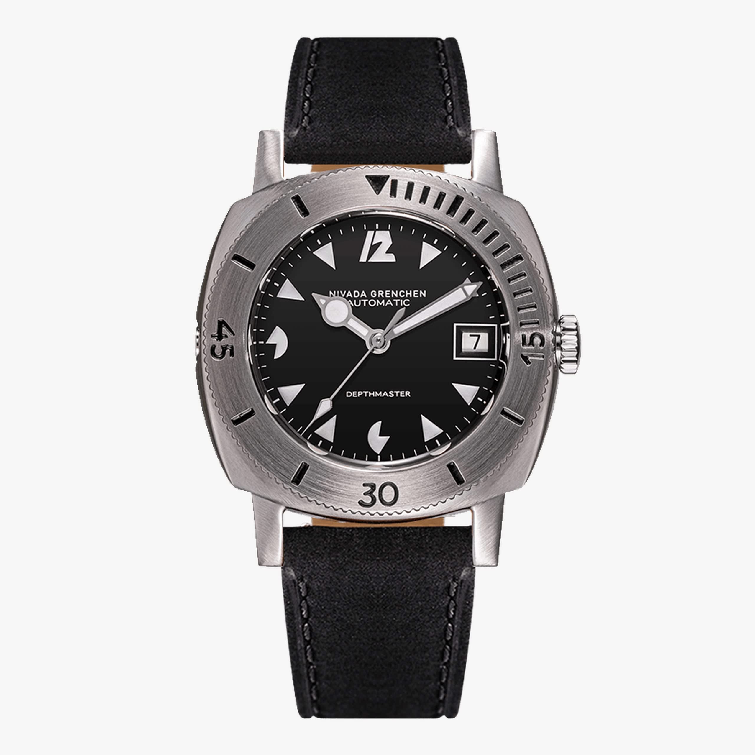 Nivada White Art Deco Date Depthmaster – Black Leather | World