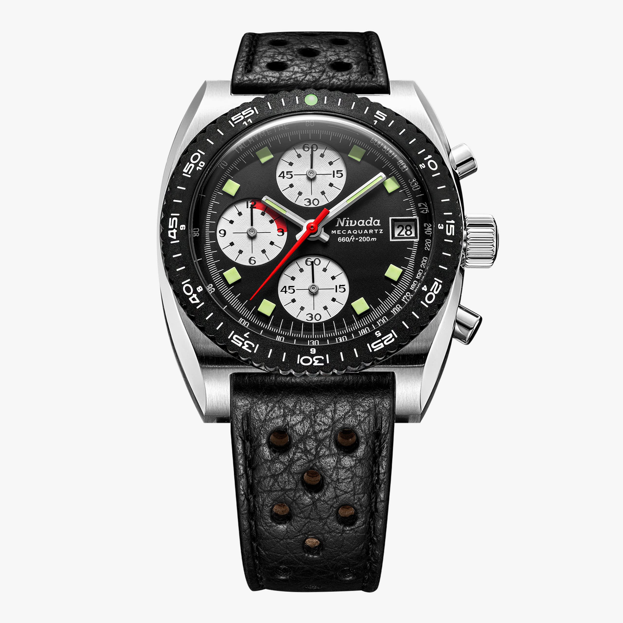 Nivada Autochron Reverse Panda Mecaquartz – Black Racing Strap