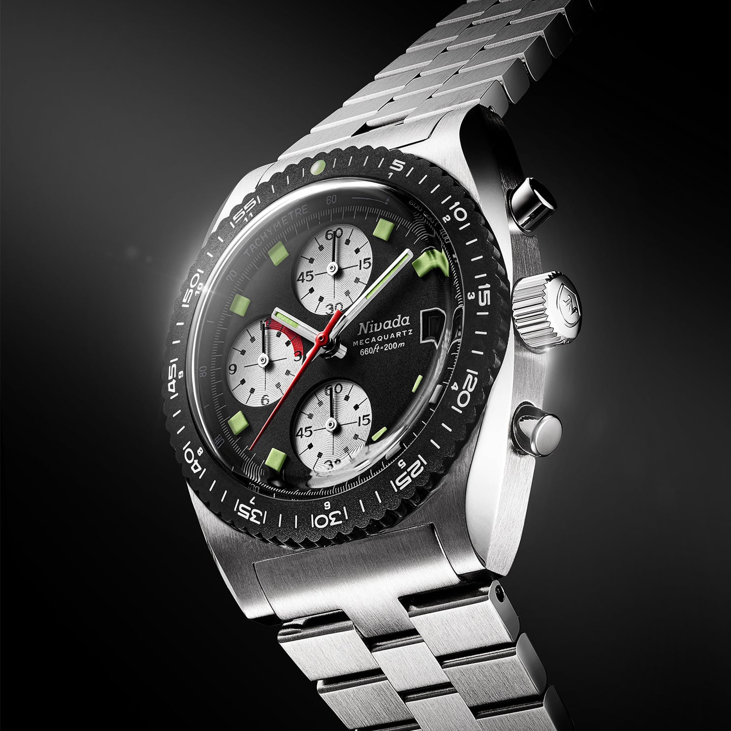 Nivada Autochron Reverse Panda Mecaquartz – Black Racing Strap
