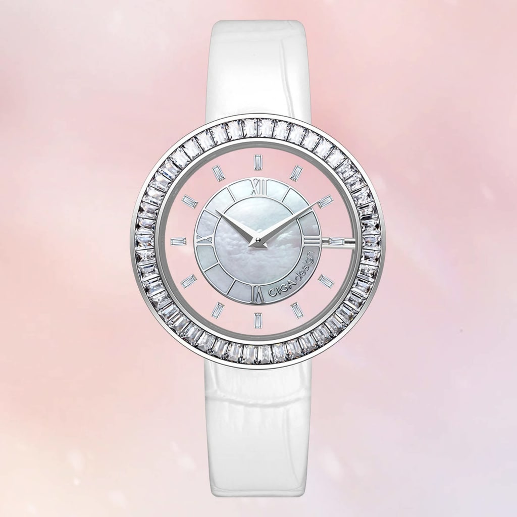 Ciga Design Artist Sparkle Collection Silver Leather Strap