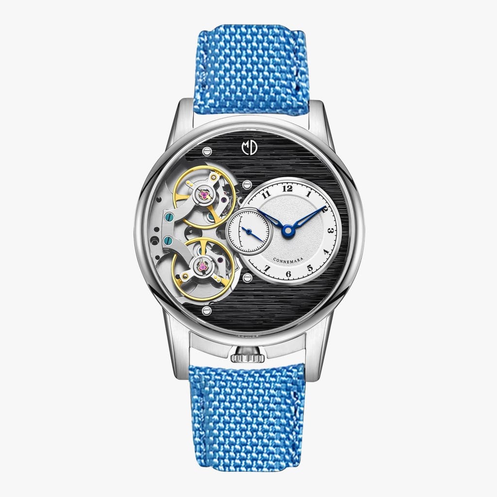 Md Watches Connemara Ink Linen Celeste blue fabric strap