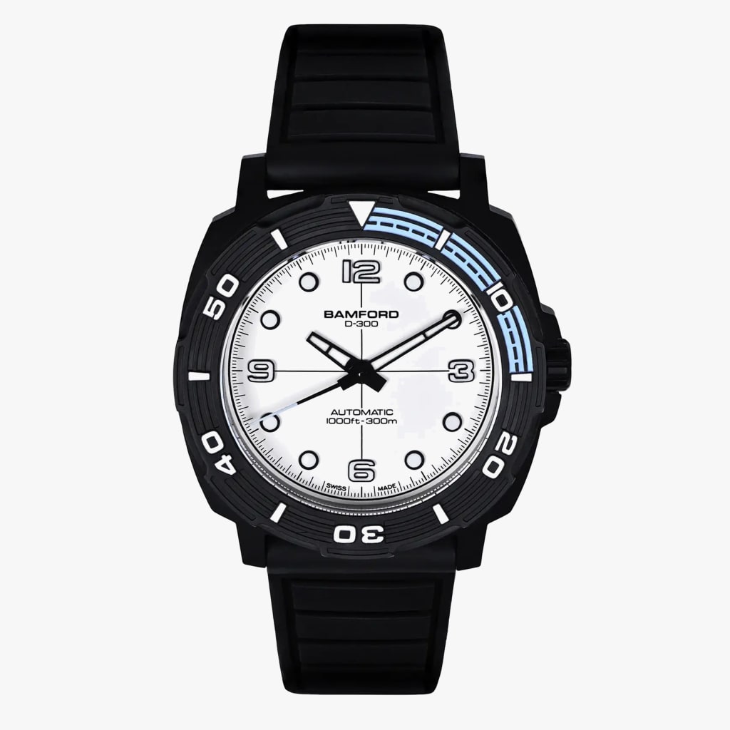 Bamford London D-300 Matte Black Ceramic With White Dial
