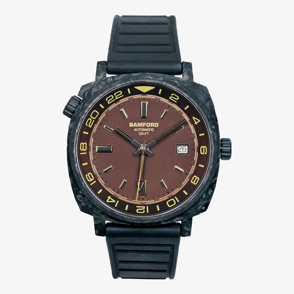 Bamford London GMT Forged Carbon - Dark muted brown with Gold accents