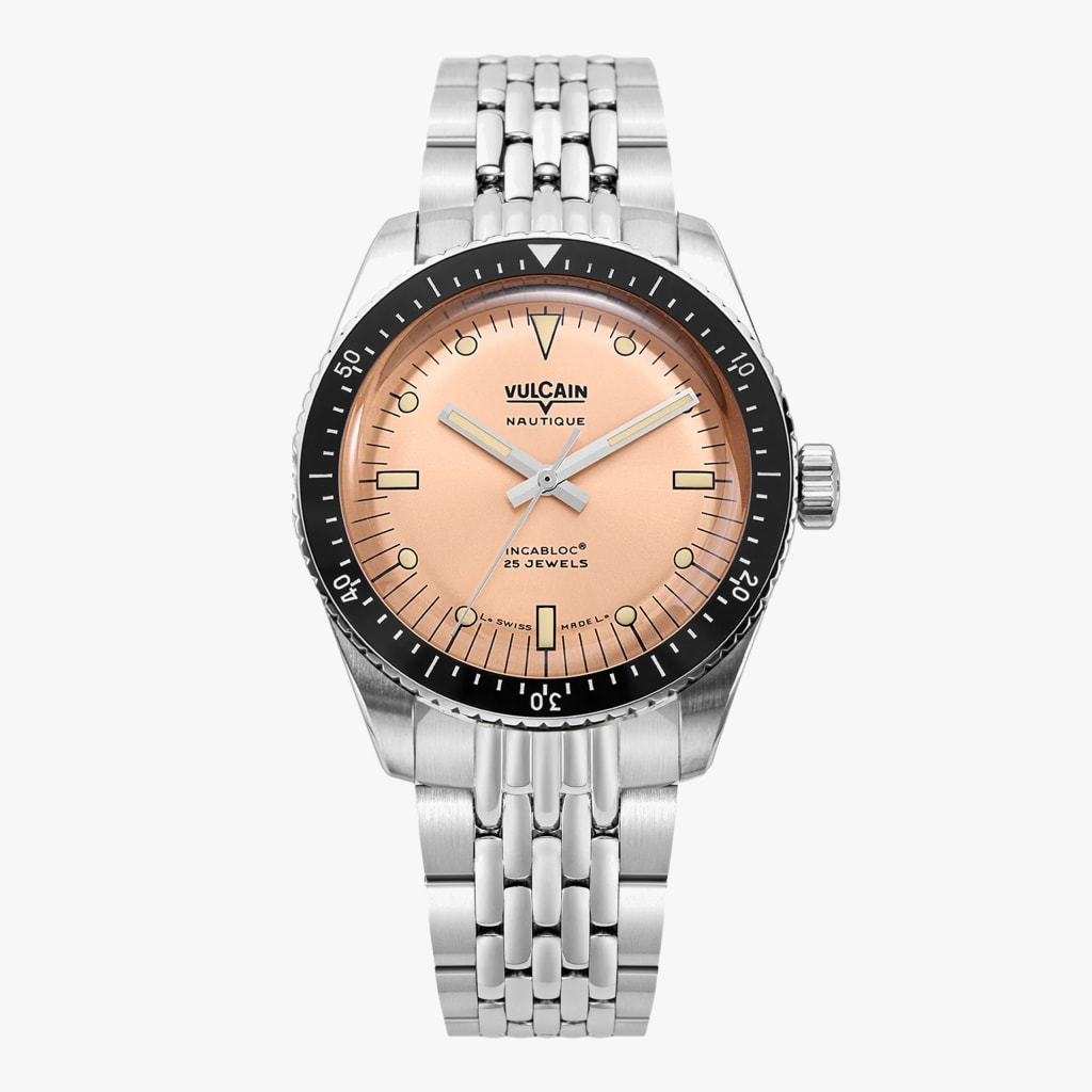 Vulcain Skindiver Nautique - Salmon Beige Luminova Beads Of Rice