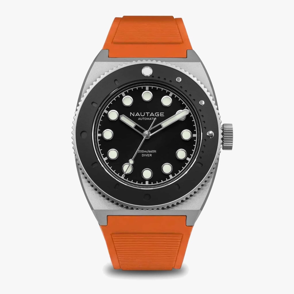 Nautage Diver Silver Orange Strap