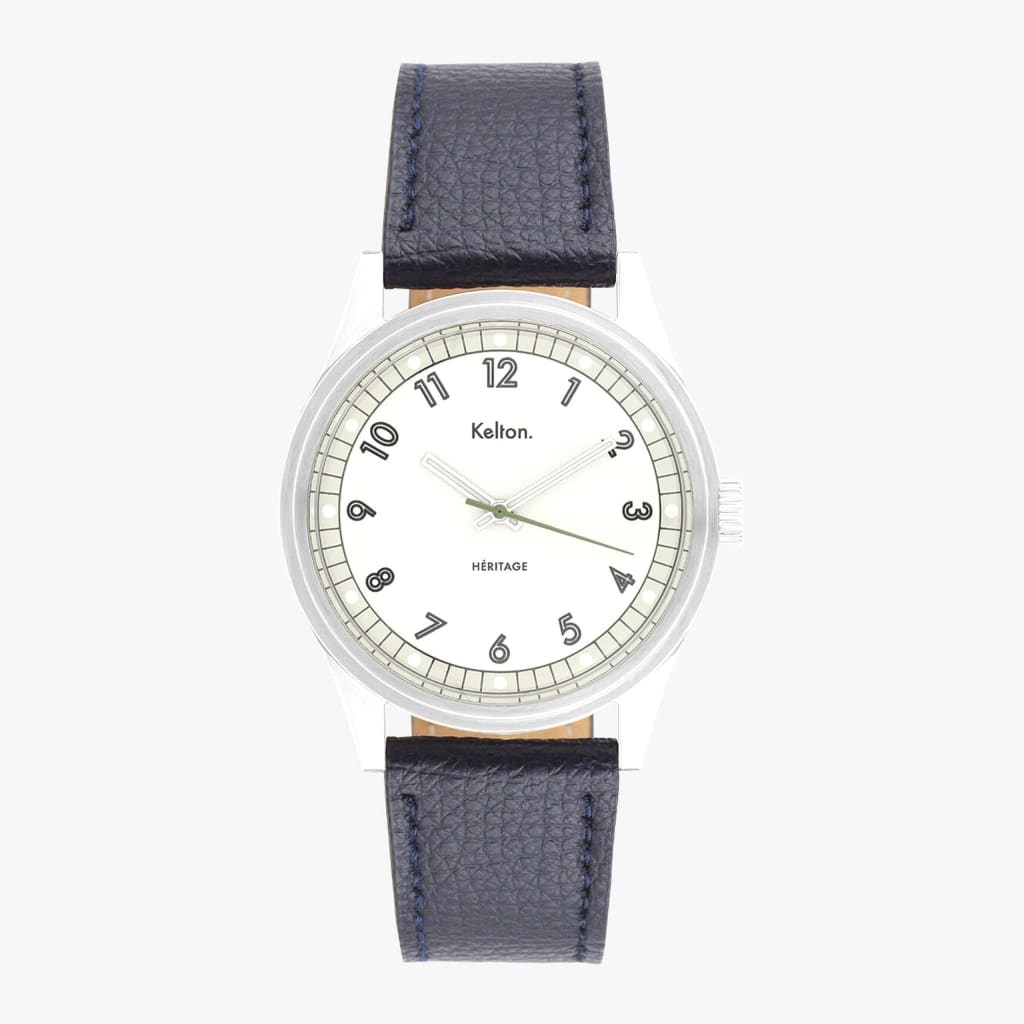 Kelton White Heritage Watch with Navy Epsom Strap