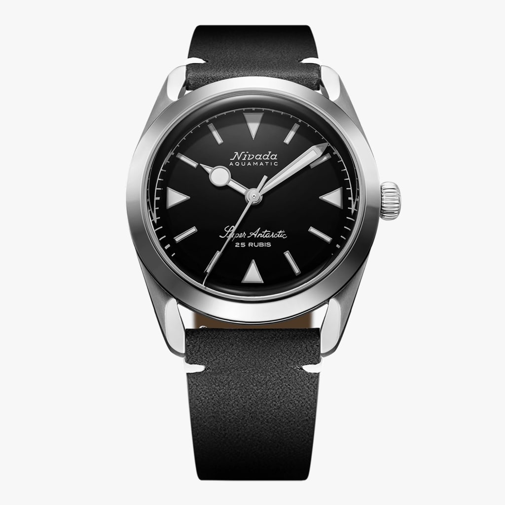 Nivada Super Antarctic White - 38mm - Black Leather White Stitching
