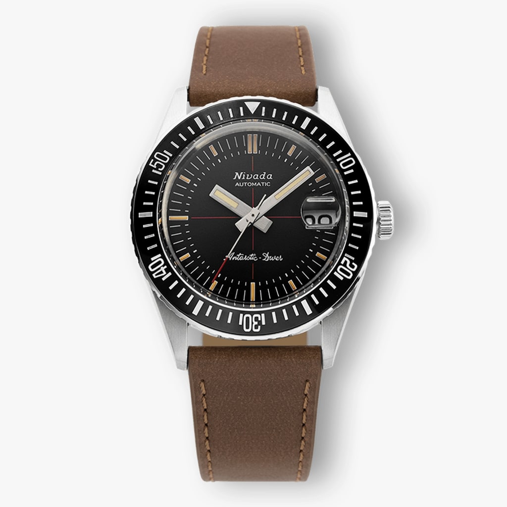 Nivada Antarctic Diver - 38mm - Brown Leather / With Date