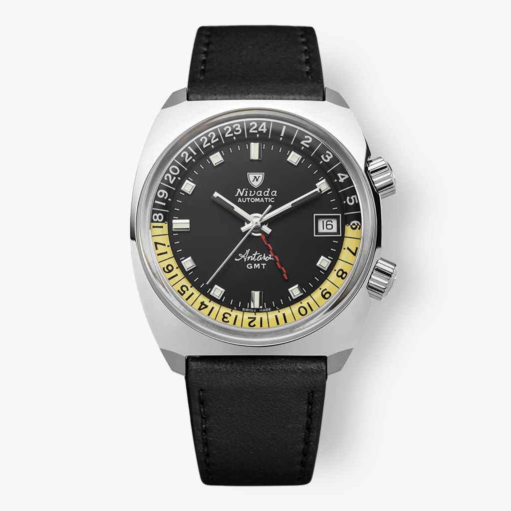 Nivada Antarctic GMT - Black - Black Leather