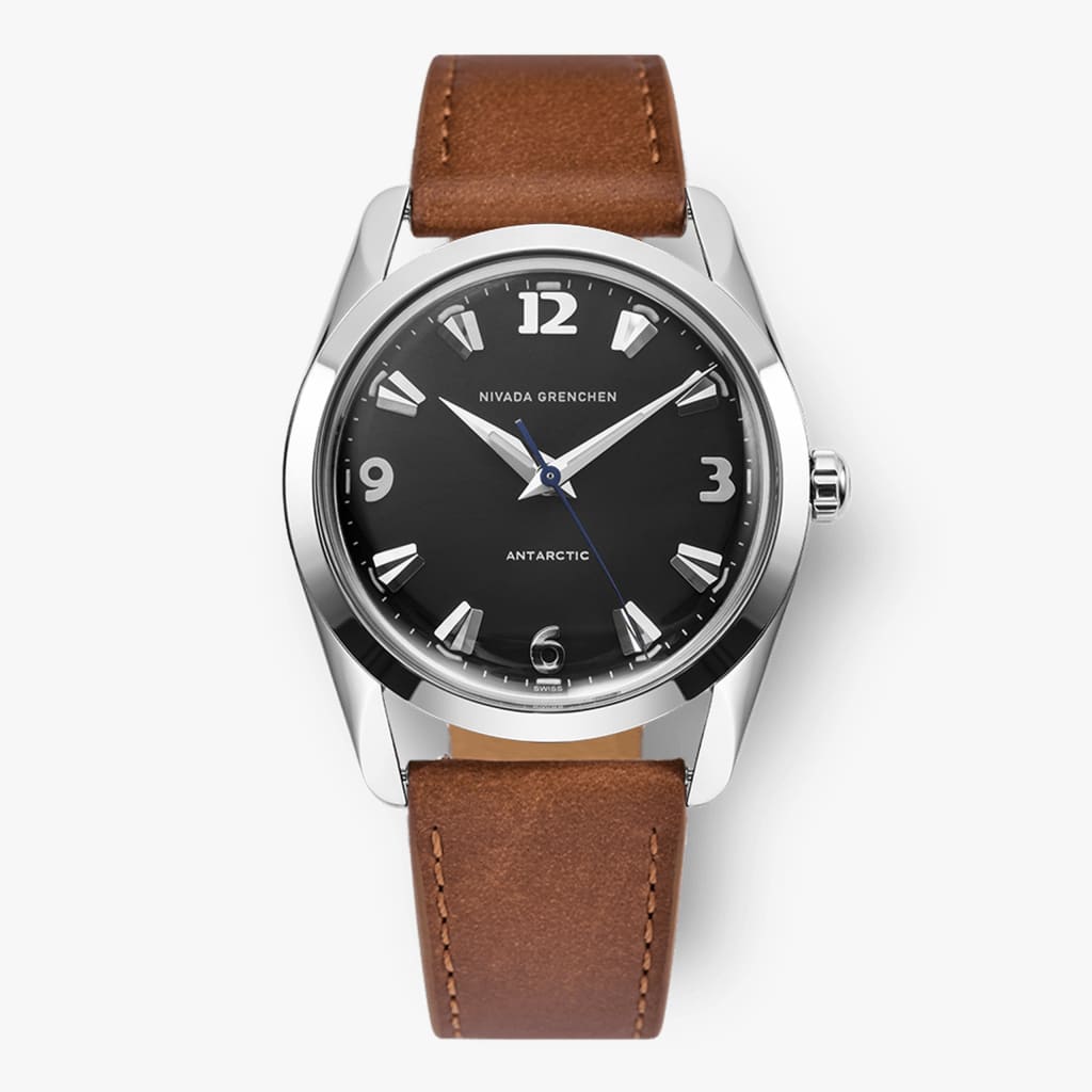 Nivada Antarctic Black White Luminova - 35mm - Brown Leather