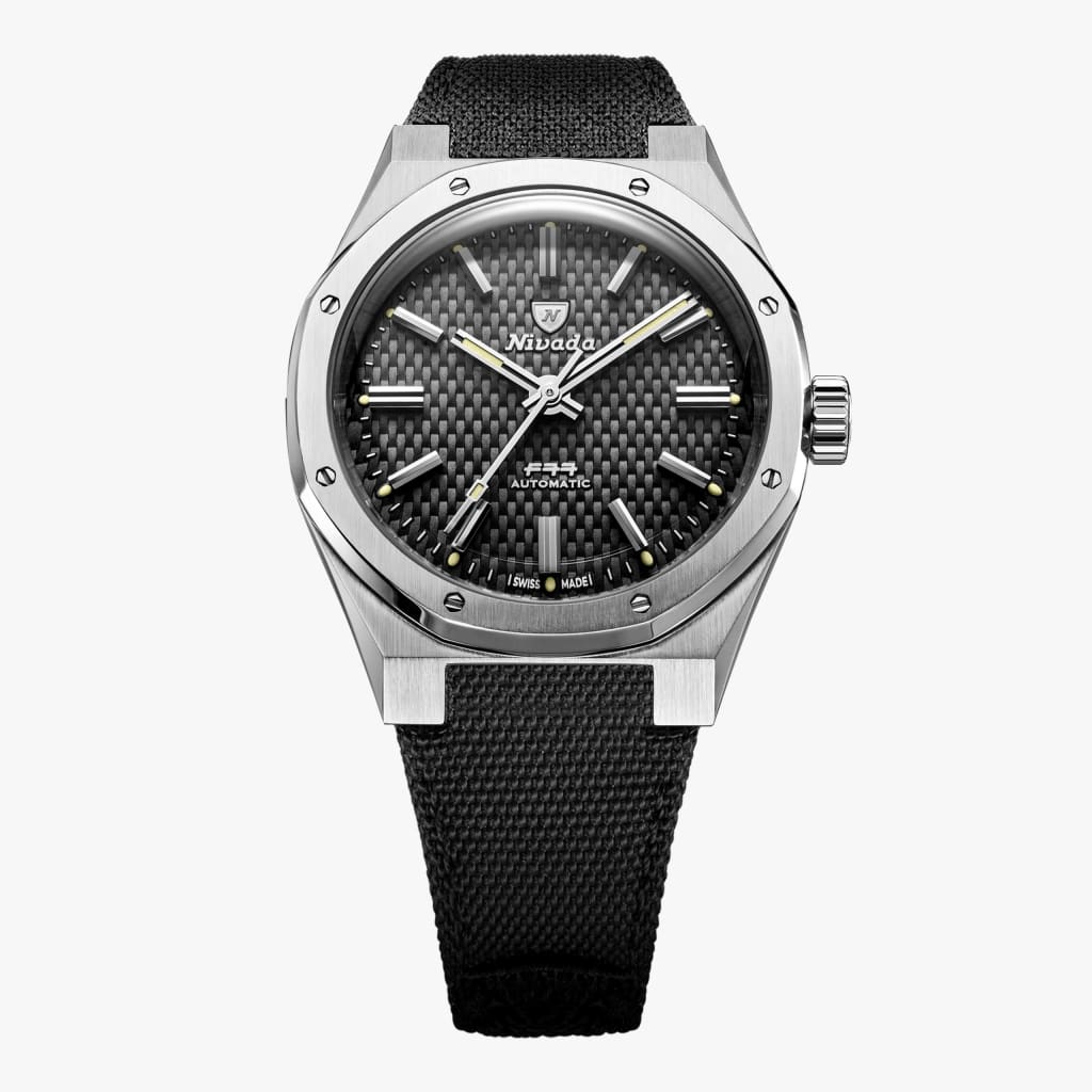 Nivada F77 Sst Black MK1 - 37mm - Canvas Velcro Strap / NO Date