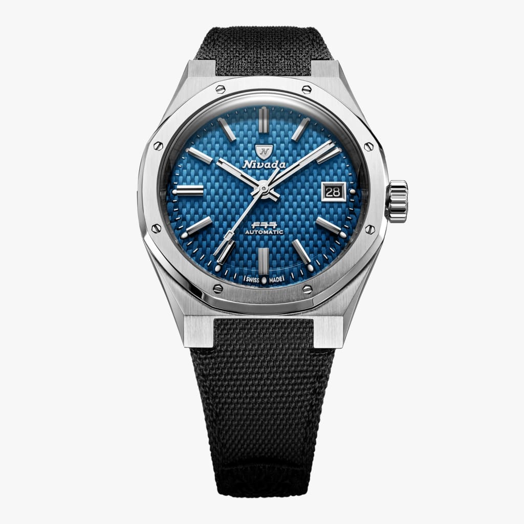 Nivada F77 Sst Blue MK1 - 37mm - Canvas Velcro Strap / With Date
