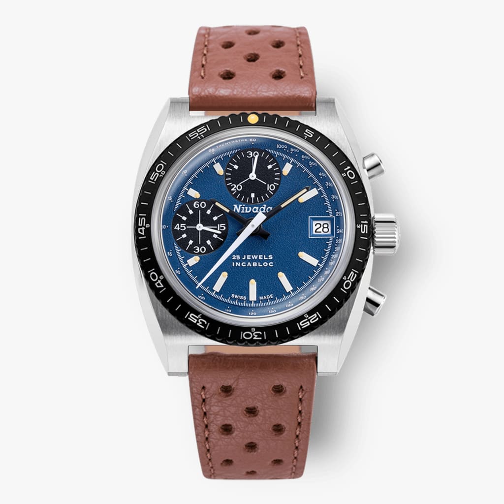Nivada Autochron Blue - Brown Racing Strap