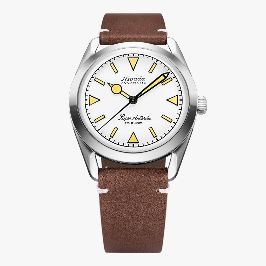 Nivada Super Antarctic White - Beige Luminova - Brown Leather White Stitching