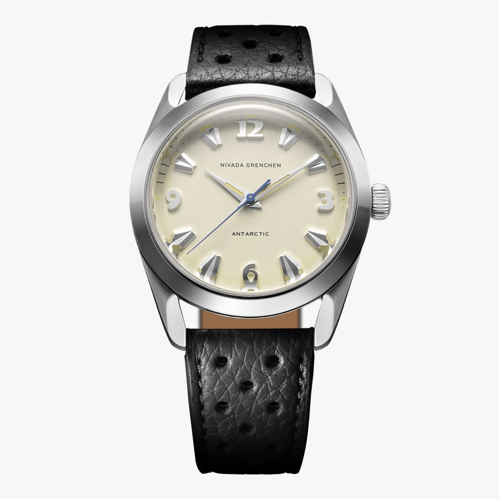 Nivada Antarctic Eggshell Beige Luminova - 38mm - Black Racing Strap