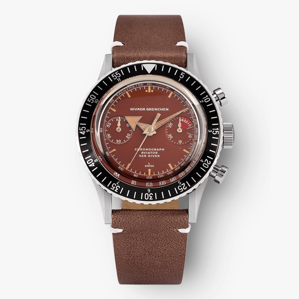 Nivada Broad Arrow « Tropical Dial » INTER.BEZEL - Manual - Brown leather