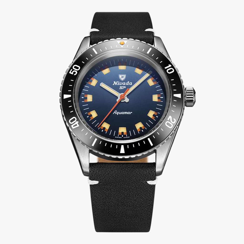 Nivada Aquamar Blue - Black Leather White stitching