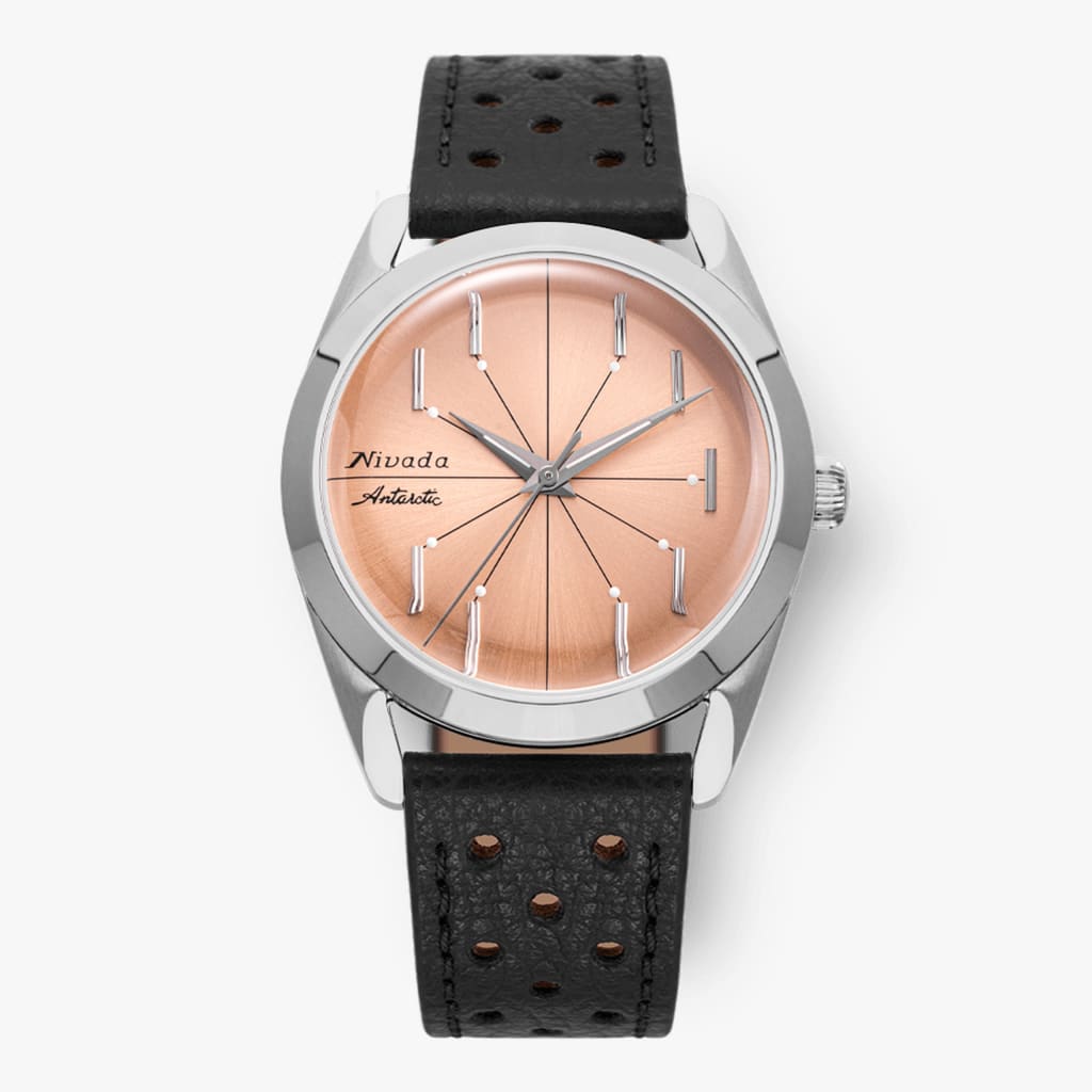 Nivada Antarctic Spider Salmon - Black Racing Strap / NO Date