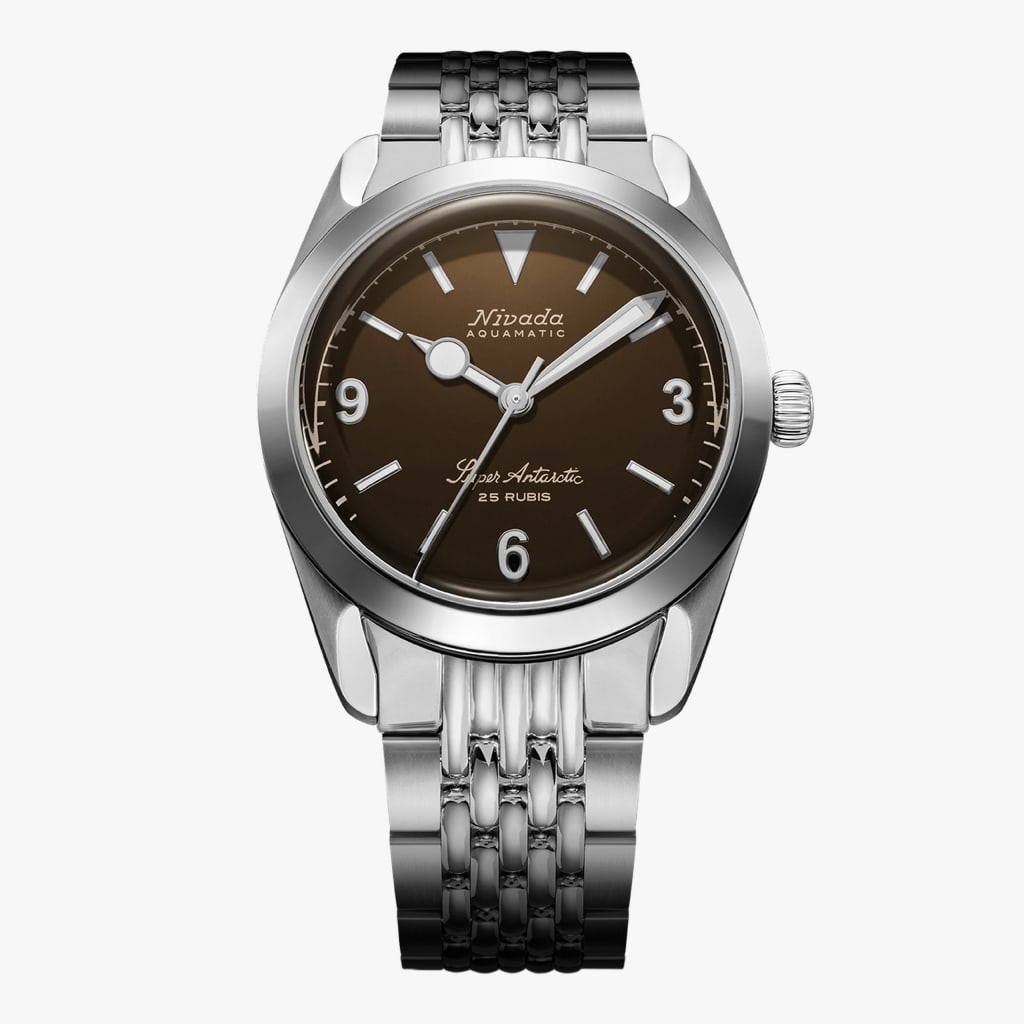 Nivada Super Antarctic 3.6.9 Brown NO Vintage Effect - White Luminous - 38mm - Beads of rice