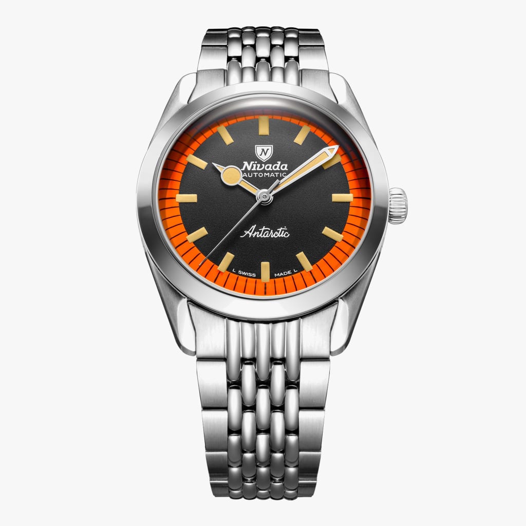 Nivada Super Antarctic Black & Orange - 38mm - Beads of Rice / NO Date